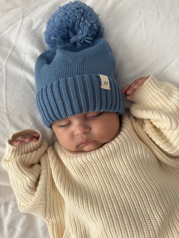 luna-luca-pom-beanie-denim-blue Luna and Luca - Sophia's Style-1